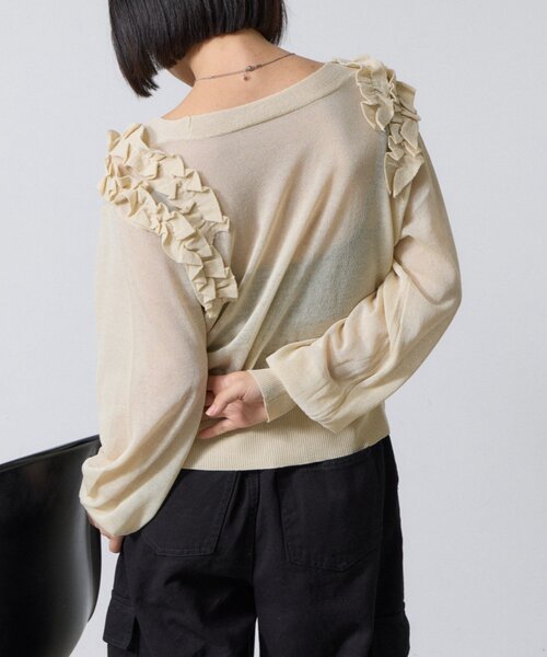 goocy（グーシー）の「アシメフリルシアーカーディガン（ニット/セーター・レディース・ホワイト系その他/ブラウン/チャコールグレー・FREE）」の13枚目の写真