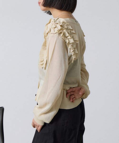 goocy（グーシー）の「アシメフリルシアーカーディガン（ニット/セーター・レディース・ホワイト系その他/ブラウン/チャコールグレー・FREE）」の16枚目の写真