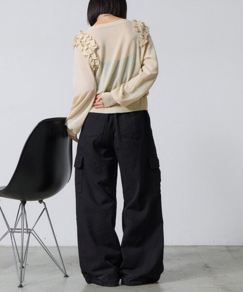 goocy（グーシー）の「アシメフリルシアーカーディガン（ニット/セーター・レディース・ホワイト系その他/ブラウン/チャコールグレー・FREE）」の17枚目の写真