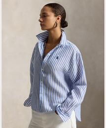 ワイド クロップド ギンガム リネン シャツ