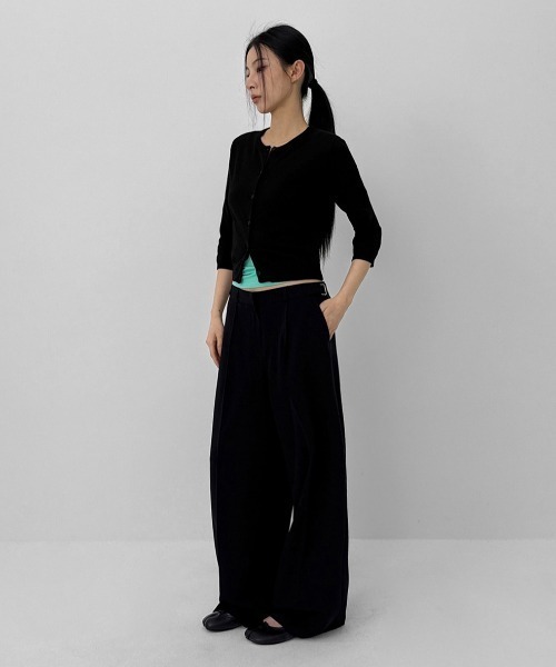BLACKUP（ブラックアップ）の「[MADE] ドミニクサイドバックルワイドスラックス（スラックス・レディース・ブラック/チャコール・LARGE/MEDIUM/SMALL）」の12枚目の写真