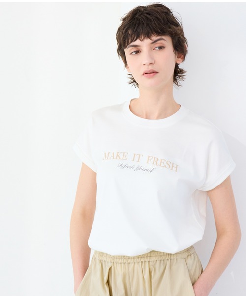 R-ISM(リズム)の「【接触冷感・紫外線防止・洗える】ロゴTシャツ(MAKE IT FRESH)(Tシャツ/カットソー・レディース・ブラック/オフホワイト/ライトイエロー・4)」の10枚目の写真