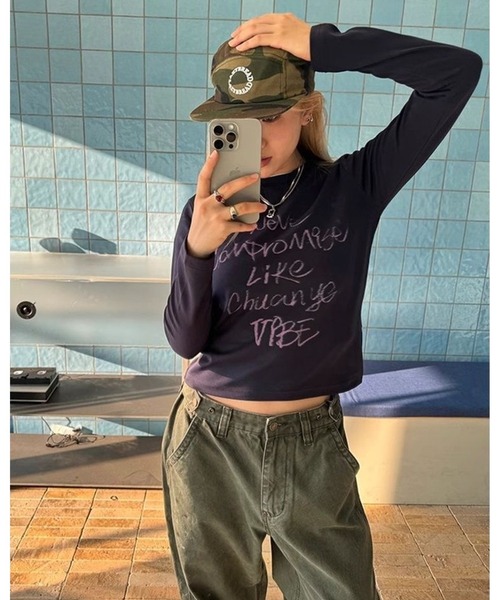 inst.ALL（インストール）の「クロップド丈ペイント風ロゴロンT（Tシャツ/カットソー・レディース・グレー/ホワイト/ブラック・M）」の12枚目の写真