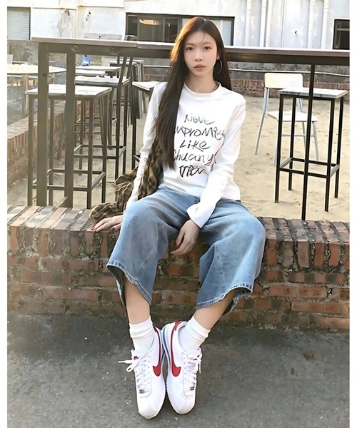 inst.ALL（インストール）の「クロップド丈ペイント風ロゴロンT（Tシャツ/カットソー・レディース・グレー/ホワイト/ブラック・M）」の21枚目の写真