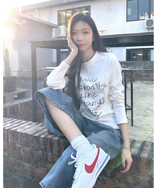 inst.ALL（インストール）の「クロップド丈ペイント風ロゴロンT（Tシャツ/カットソー・レディース・グレー/ホワイト/ブラック・M）」の22枚目の写真