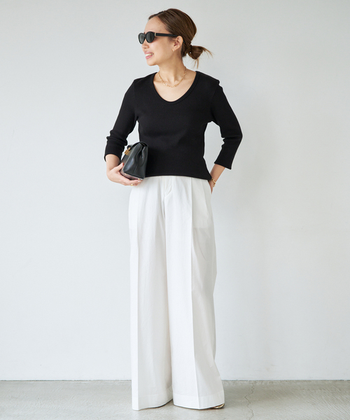 Rib Open Neck プルオーバー（Tシャツ/カットソー）｜Deuxieme Classe
