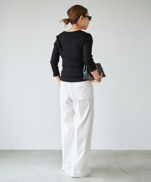 Rib Open Neck プルオーバー（Tシャツ/カットソー）｜Deuxieme Classe