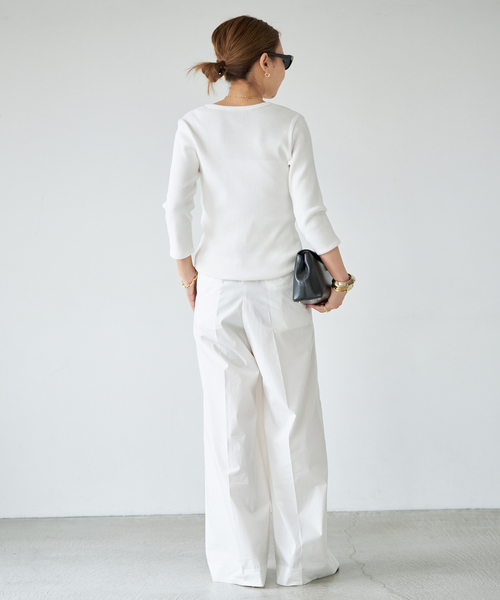 Deuxieme Classe（ドゥーズィエムクラス）の「Rib Open Neck プルオーバー（Tシャツ/カットソー・レディース・グレー/ブラック/ホワイト・FREE）」の15枚目の写真