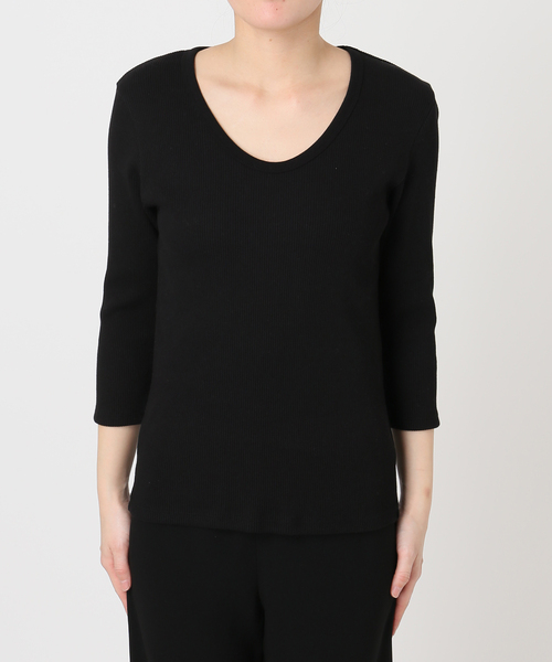 Deuxieme Classe（ドゥーズィエムクラス）の「Rib Open Neck プルオーバー（Tシャツ/カットソー・レディース・グレー/ブラック/ホワイト・FREE）」の16枚目の写真