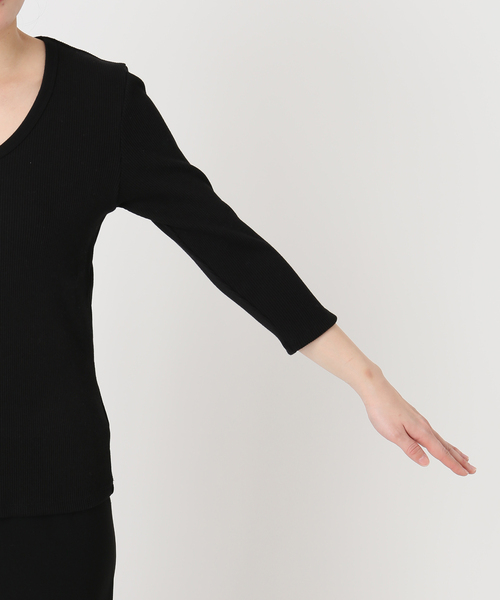 Deuxieme Classe（ドゥーズィエムクラス）の「Rib Open Neck プルオーバー（Tシャツ/カットソー・レディース・グレー/ブラック/ホワイト・FREE）」の20枚目の写真