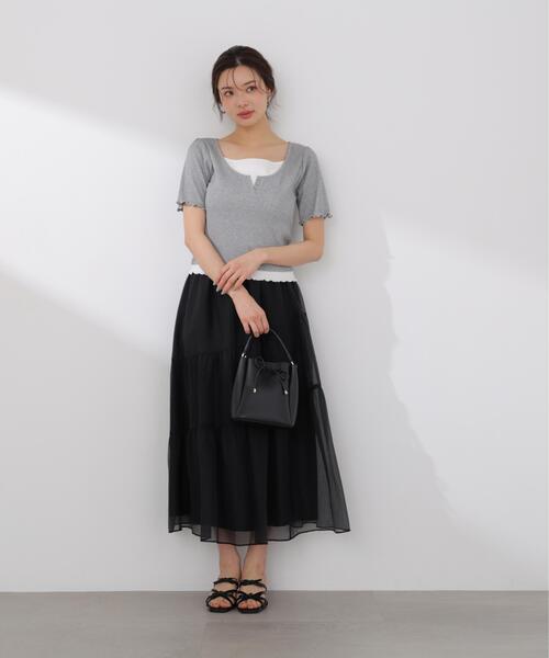 PROPORTION BODY DRESSING（プロポーションボディドレッシング）の「アシメティアードスカート / 1216120406（スカート・レディース・ホワイト/ブラック・P/S/MEDIUM/SMALL）」の3枚目の写真