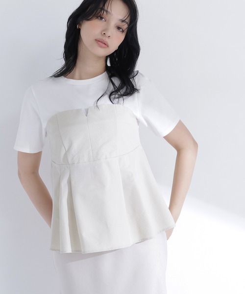 NATURAL BEAUTY BASIC(ナチュラルビューティーベーシック)の「ペプラムビスチェドッキングカットソー(Tシャツ/カットソー・レディース・ホワイト系その他2/ホワイト系その他/ブラック系その他2・フリ-)」の3枚目の写真