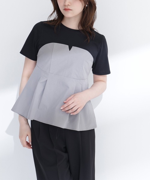 NATURAL BEAUTY BASIC(ナチュラルビューティーベーシック)の「ペプラムビスチェドッキングカットソー(Tシャツ/カットソー・レディース・ホワイト系その他2/ホワイト系その他/ブラック系その他2・フリ-)」の1枚目の写真