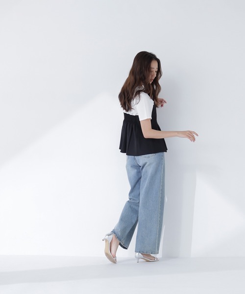 NATURAL BEAUTY BASIC(ナチュラルビューティーベーシック)の「ペプラムビスチェドッキングカットソー(Tシャツ/カットソー・レディース・ホワイト系その他2/ホワイト系その他/ブラック系その他2・フリ-)」の5枚目の写真