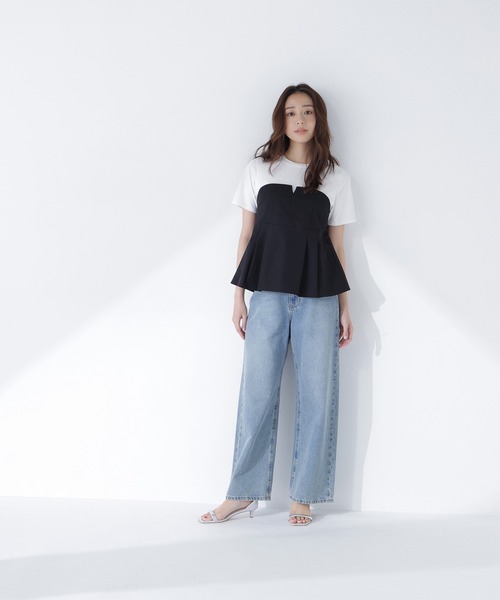 NATURAL BEAUTY BASIC(ナチュラルビューティーベーシック)の「ペプラムビスチェドッキングカットソー(Tシャツ/カットソー・レディース・ホワイト系その他2/ホワイト系その他/ブラック系その他2・フリ-)」の9枚目の写真