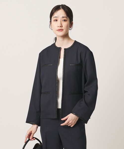 UNITED ARROWS(ユナイテッドアローズ)の「Spiree ASAMI ノーカラー ジャケット(ノーカラージャケット・レディース・ナチュラル/ネイビー・36/38/40)」の2枚目の写真