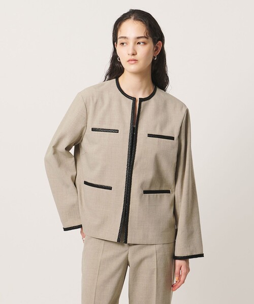 UNITED ARROWS(ユナイテッドアローズ)の「Spiree ASAMI ノーカラー ジャケット(ノーカラージャケット・レディース・ナチュラル/ネイビー・36/38/40)」の3枚目の写真