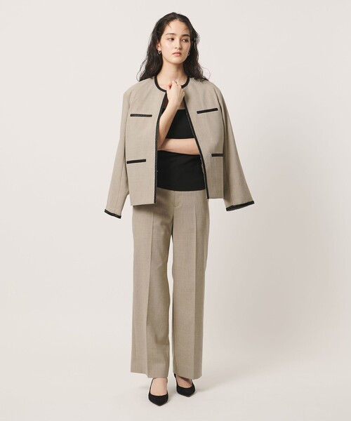 UNITED ARROWS(ユナイテッドアローズ)の「Spiree ASAMI ノーカラー ジャケット(ノーカラージャケット・レディース・ナチュラル/ネイビー・36/38/40)」の4枚目の写真