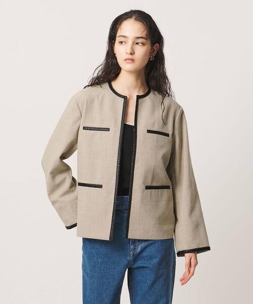 UNITED ARROWS(ユナイテッドアローズ)の「Spiree ASAMI ノーカラー ジャケット(ノーカラージャケット・レディース・ナチュラル/ネイビー・36/38/40)」の5枚目の写真