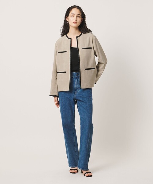UNITED ARROWS(ユナイテッドアローズ)の「Spiree ASAMI ノーカラー ジャケット(ノーカラージャケット・レディース・ナチュラル/ネイビー・36/38/40)」の6枚目の写真