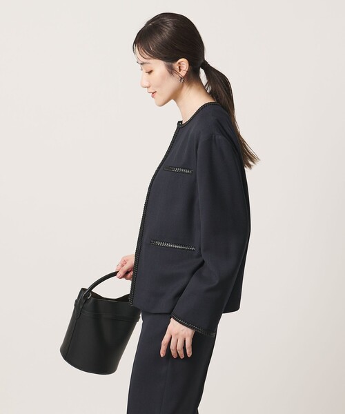 UNITED ARROWS(ユナイテッドアローズ)の「Spiree ASAMI ノーカラー ジャケット(ノーカラージャケット・レディース・ナチュラル/ネイビー・36/38/40)」の7枚目の写真