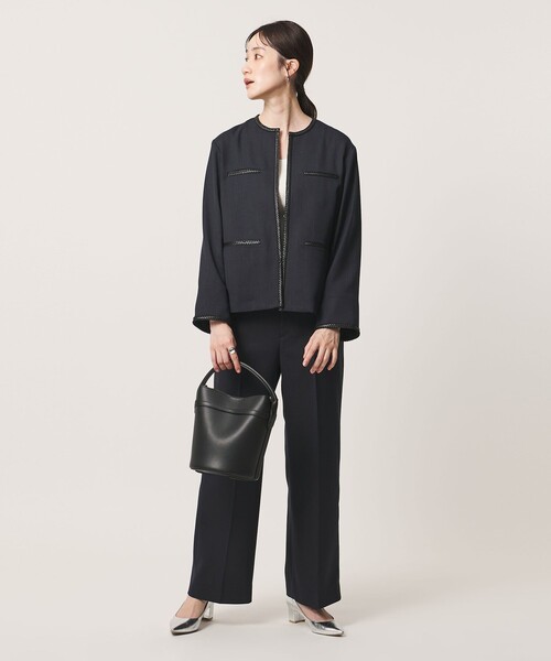 UNITED ARROWS(ユナイテッドアローズ)の「Spiree ASAMI ノーカラー ジャケット(ノーカラージャケット・レディース・ナチュラル/ネイビー・36/38/40)」の8枚目の写真