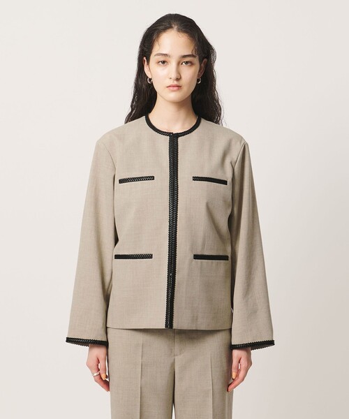 UNITED ARROWS(ユナイテッドアローズ)の「Spiree ASAMI ノーカラー ジャケット(ノーカラージャケット・レディース・ナチュラル/ネイビー・36/38/40)」の9枚目の写真