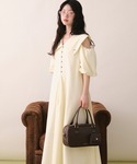 【新品】loin nuit ビックカラーパフワンピース アイボリー FREE loin nuit（ロワンニュイ）の「big collar puff onepiece / ビック