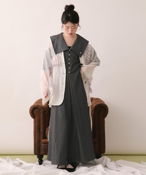 loin nuit(ロワンニュイ)の「big collar puff onepiece / ビックカラーパフワンピース(ワンピース・レディース・ブルー/グレー/アイボリー・FREE)」の9枚目の写真