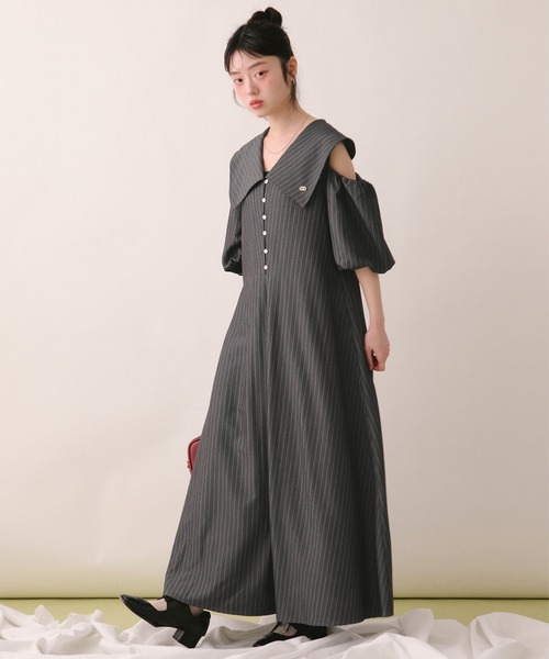 loin nuit(ロワンニュイ)の「big collar puff onepiece / ビックカラーパフワンピース(ワンピース・レディース・ブルー/グレー/アイボリー・FREE)」の6枚目の写真