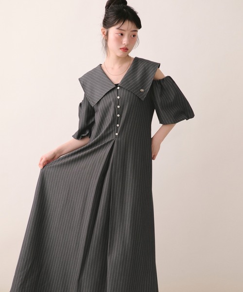 loin nuit(ロワンニュイ)の「big collar puff onepiece / ビックカラーパフワンピース(ワンピース・レディース・ブルー/グレー/アイボリー・FREE)」の14枚目の写真