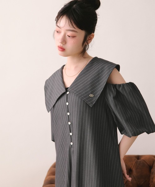 loin nuit(ロワンニュイ)の「big collar puff onepiece / ビックカラーパフワンピース(ワンピース・レディース・ブルー/グレー/アイボリー・FREE)」の16枚目の写真