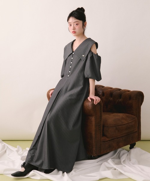 【新品】loin nuit ビックカラーパフワンピース アイボリー FREE loin nuit（ロワンニュイ）の「big collar puff onepiece / ビック