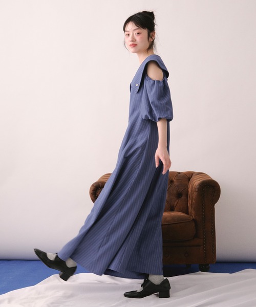 【新品】loin nuit ビックカラーパフワンピース アイボリー FREE loin nuit（ロワンニュイ）の「big collar puff onepiece / ビック