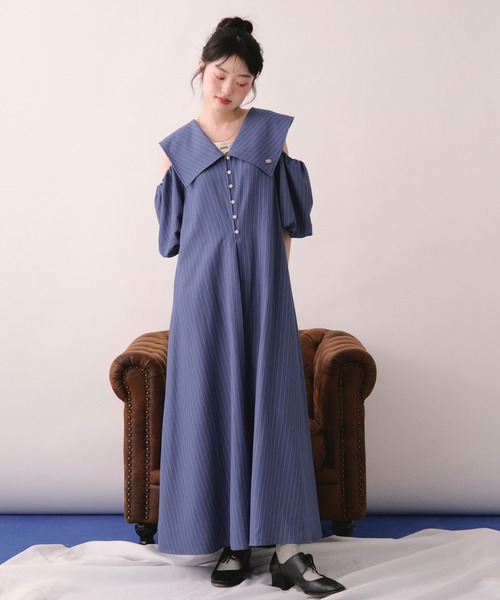 loin nuit(ロワンニュイ)の「big collar puff onepiece / ビックカラーパフワンピース(ワンピース・レディース・ブルー/グレー/アイボリー・FREE)」の21枚目の写真