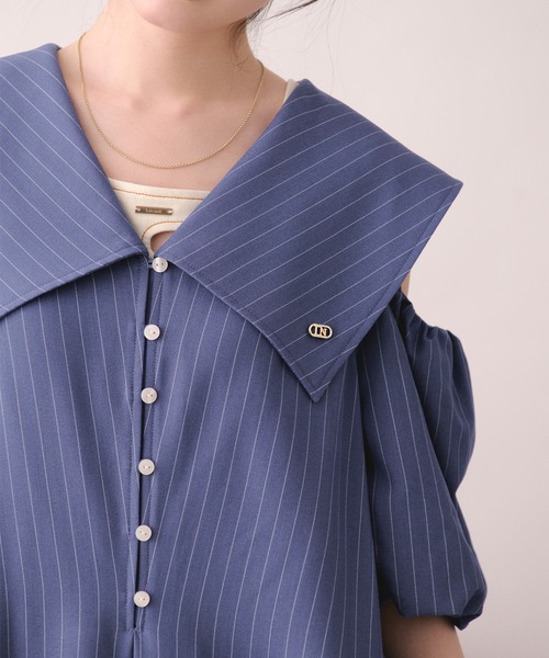 loin nuit(ロワンニュイ)の「big collar puff onepiece / ビックカラーパフワンピース(ワンピース・レディース・ブルー/グレー/アイボリー・FREE)」の18枚目の写真