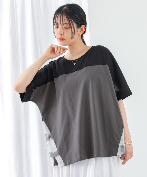n'OrLABEL（ノアールレーベル）の「プリント切替配色カットソー（Tシャツ/カットソー・レディース・チャコール/グレイッシュベージュ・FREE）」の6枚目の写真
