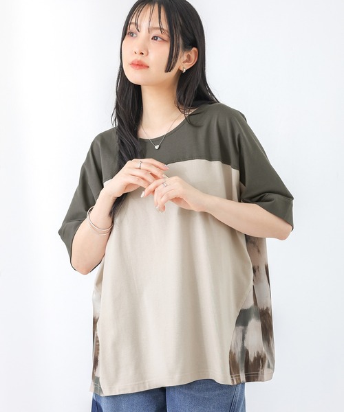 n'OrLABEL（ノアールレーベル）の「プリント切替配色カットソー（Tシャツ/カットソー・レディース・チャコール/グレイッシュベージュ・FREE）」の8枚目の写真