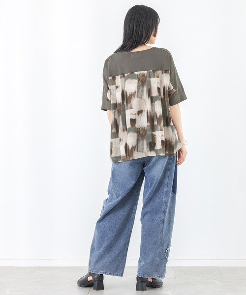n'OrLABEL（ノアールレーベル）の「プリント切替配色カットソー（Tシャツ/カットソー・レディース・チャコール/グレイッシュベージュ・FREE）」の12枚目の写真