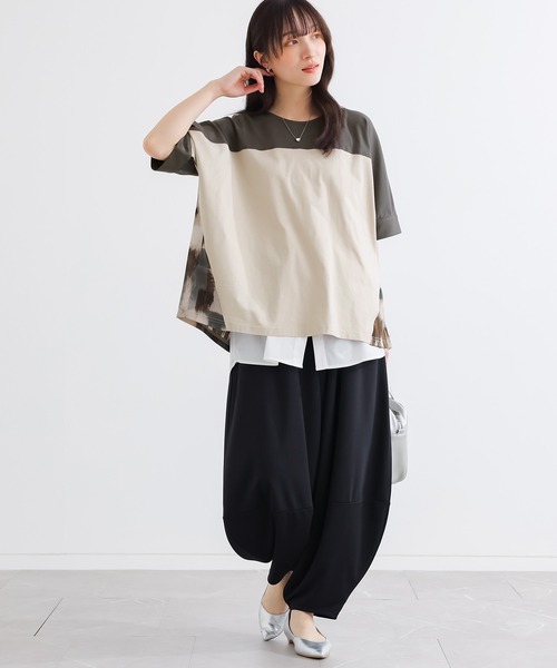 n'OrLABEL（ノアールレーベル）の「プリント切替配色カットソー（Tシャツ/カットソー・レディース・チャコール/グレイッシュベージュ・FREE）」の13枚目の写真