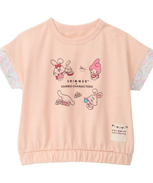 SWIMMER(SWIMMER)の「SWIMMER×サンリオキャラクターズ 袖口折り返し風デザイン半袖Tシャツ(Tシャツ/カットソー・キッズ・ピンク/ミント・80/90/110/120/100)」の2枚目の写真