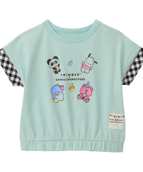 SWIMMER(SWIMMER)の「SWIMMER×サンリオキャラクターズ 袖口折り返し風デザイン半袖Tシャツ(Tシャツ/カットソー・キッズ・ピンク/ミント・80/90/110/120/100)」の1枚目の写真