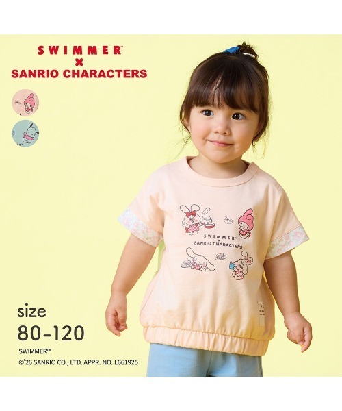 SWIMMER(SWIMMER)の「SWIMMER×サンリオキャラクターズ 袖口折り返し風デザイン半袖Tシャツ(Tシャツ/カットソー・キッズ・ピンク/ミント・80/90/110/120/100)」の3枚目の写真