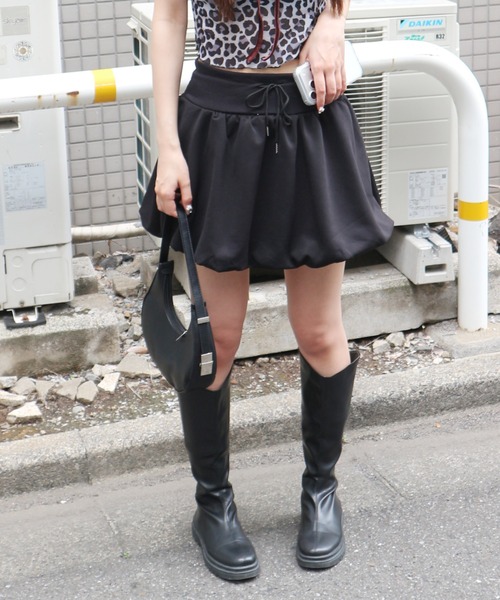 CeLess（セレス）の「Sweat Balloon Mini Skirt / スウェットバルーンミニスカート（スカート・レディース・グレー/ブラック・S/M）」の3枚目の写真