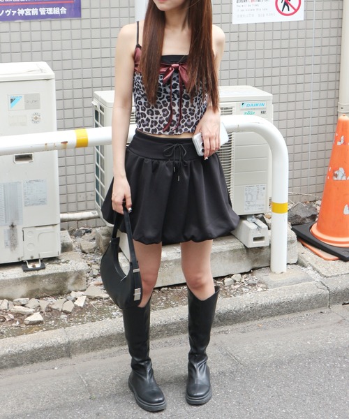 CeLess（セレス）の「Sweat Balloon Mini Skirt / スウェットバルーンミニスカート（スカート・レディース・グレー/ブラック・S/M）」の7枚目の写真
