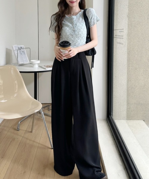 Ada.(エイダ)の「透かし編み風 ヘンリーネック シアー カットソー(Tシャツ/カットソー・レディース・イエロー/ブルー/ホワイト・FREE)」の10枚目の写真