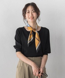 スクエアネックパフスリーブニット
