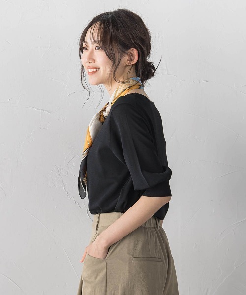 Droite lautreamont(ドロワットロートレアモン)の「スクエアネックパフスリーブニット(ニット/セーター・レディース・グリーン/ブラック/オフホワイト・M)」の13枚目の写真