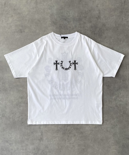 BENDER TOKYO（ベンダートウキョウ）の「バック サガラ刺繍 ロゴ クロスモチーフ 半袖Tシャツ / オールドイングリッシュ ストリート ユニセックス（Tシャツ/カットソー・メンズ・ブラック/ホワイト・M/L）」の3枚目の写真