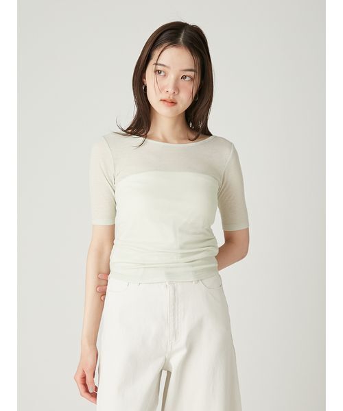 FRAY I.D(フレイアイディー)の「バックオープンカットトップス/接触冷感(Tシャツ/カットソー・レディース・アイボリー/ブラック/ピンク/ミント・F)」の7枚目の写真